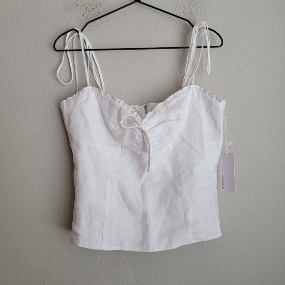 Reformation Holcomb Linen Top in White size 12 NWT - Picture 5 of 9